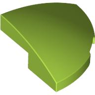 Brick Round Corner, Curved 2 x 2 x 2/3 Quarter Circle With 1 x 1 Bottom Cutout in Lime