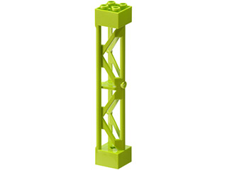 Support 2 x 2 x 10 Girder Triangular Vertical - Type 3 - Axle Hole, 3 Posts in Lime