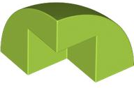 Brick Round Corner, Curved 2 x 2 x 1 2/3 Quarter Dome with 1 Cutout in Lime
