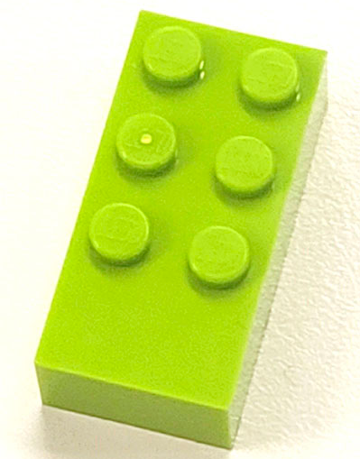 Braille Brick 2 x 4 with 6 Studs ⠿ in Lime
