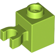 Brick Special 1 x 1 with Clip Vertical [Open O Clip, Hollow Stud] in Lime