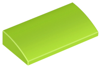 Brick Curved 2 x 4 x 2/3 No Studs [No Bottom Tubes] in Lime