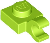 Plate Special 1 x 1 with Clip Horizontal [Thick Open O Clip] in Lime