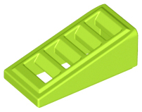 Brick Sloped 18° 2 x 1 x 2/3 with 4 Slots / Grate in Lime