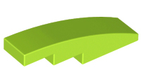 Brick Curved 4 x 1 No Studs [Stud Holder with Asymmetric Ridges] in Lime