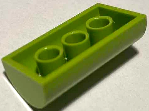 Brick Curved 2 x 4 Double, No Studs, without Groove in Lime
