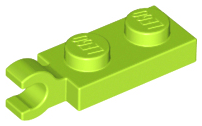 Plate Special 1 x 2 with Clip Horizontal on End in Lime