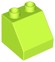 Duplo Brick 2 x 2 Slope 45° in Lime