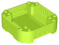 Pod, Square Rounded Corners, Back, 8 x 8 x 2, Corner Studs, and Recessed Slots in Lime
