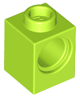Technic Brick 1 x 1 with Pin Hole in Lime