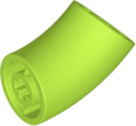 Brick Round 2 x 2 D. Tube with 45° Elbow and Axle Holes (Crossholes) at Each End [SHORT] in Lime