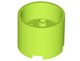 Brick Round 3 x 3 x 2 Recessed Center with 2 x 2 Studs and Axle Hole in Lime