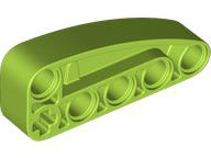 Technic Beam 2 x 5 L-Shape with Quarter Ellipse Thick in Lime