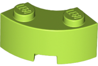 Brick Round Corner 2 x 2 Macaroni with Stud Notch and Reinforced Underside [New Style] in Lime