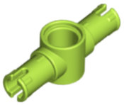 Technic Pin Connector Hub with 2 Pins with Friction Ridges Lengthwise [Small Squared Pin Holes] in Lime