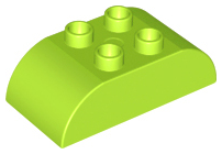 Duplo Brick 2 x 4 Curved Top in Lime