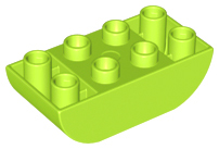 Duplo Brick 2 x 4 Curved Bottom in Lime