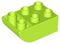 Duplo Brick 2 x 3 with Curved Bottom in Lime