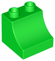 Duplo Brick 2 x 2 x 1 1/2 with Curve in Bright Green