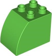Duplo Brick 2 x 3 x 2 with Curved Top in Bright Green