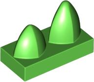 Tile Special 1 x 2 with Two Vertical Teeth / Tooth in Bright Green