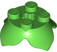 Plant, Leaves, Round 2 x 2 x 2/3 with + Axle Hole and 4 Leaf Extensions in Bright Green
