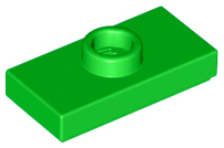 Plate Special 1 x 2 with 1 Stud with Groove and Inside Stud Holder (Jumper) in Bright Green