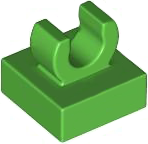 Tile Special 1 x 1 with Clip with Rounded Edges in Bright Green