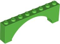Brick Arch 1 x 8 x 2 Raised in Bright Green