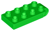 Duplo Plate 2 x 5 with 8 Studs and Hinge in Bright Green