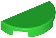 Tile Round 1 x 2 Half Circle in Bright Green