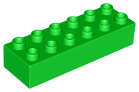 Duplo Brick 2 x 6 in Bright Green