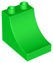 Duplo Brick 2 x 3 x 2 with Curve in Bright Green