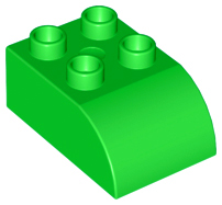 Duplo Brick 2 x 3 with Curved Top in Bright Green