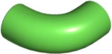 Brick Round 1 x 1 diameter Tube with 90 Degree Elbow (2 x 2 x 1) and Axle Holes (Crossholes) at each end in Bright Green