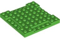 Plate Special 8 x 8 x 2/3 with Four 1 x 4 Recessed Edges in Bright Green
