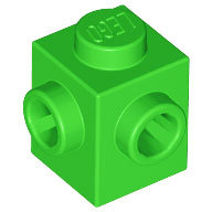 Brick Special 1 x 1 with Studs on 2 Adjacent Sides in Bright Green