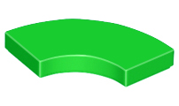 Tile 2 x 2 Curved, Macaroni in Bright Green