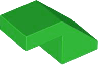 Brick Sloped 45° 2 x 1 with 2/3 Inverted Cutout and no stud in Bright Green