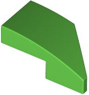 Brick Wedged, Curved 2 x 1 with Stud Notch Left in Bright Green