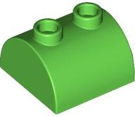 Brick Curved 2 x 2, Two Top Studs in Bright Green