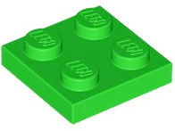 Plate 2 x 2 in Bright Green