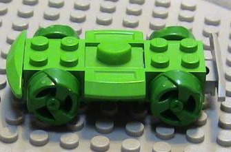 Vehicle Base 4 x 6 Racer Base with Green Wheels in Bright Green