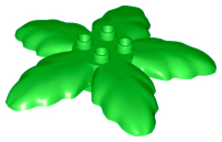 Duplo Plant Tree Leaves with 4 Top Studs in Bright Green