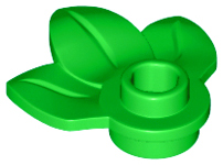 Plant, Plate 1 x 1 Round with 3 Leaves in Bright Green