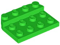 Plate Round Corners Double 3 x 4 with 1 x 4 Raised Edge Studs in Bright Green