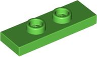 Plate Special 1 x 3 with 2 Studs with Groove and Inside Stud Holder (Jumper) in Bright Green