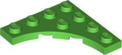 Plate Special 4 x 4 with 3 x 3 Quarter Round Cutout in Bright Green