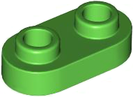 Plate Special 1 x 2 Rounded with 2 Open Studs in Bright Green