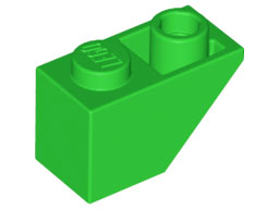 Brick Sloped Inverted 45° 2 x 1 in Bright Green